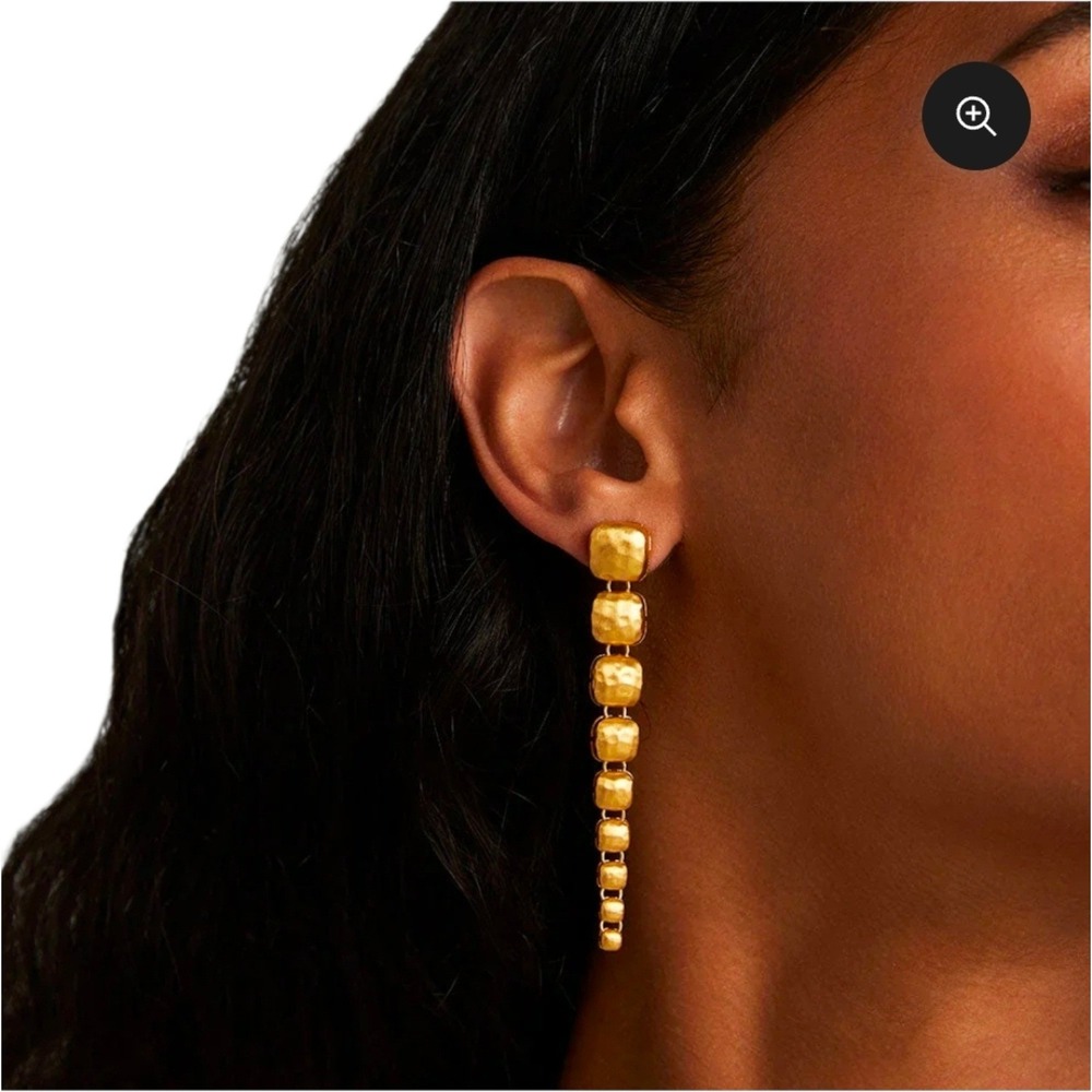 Dean Davidson Nomad Statement Drop Earrings Gold Hammered Graduated Squareβ $250